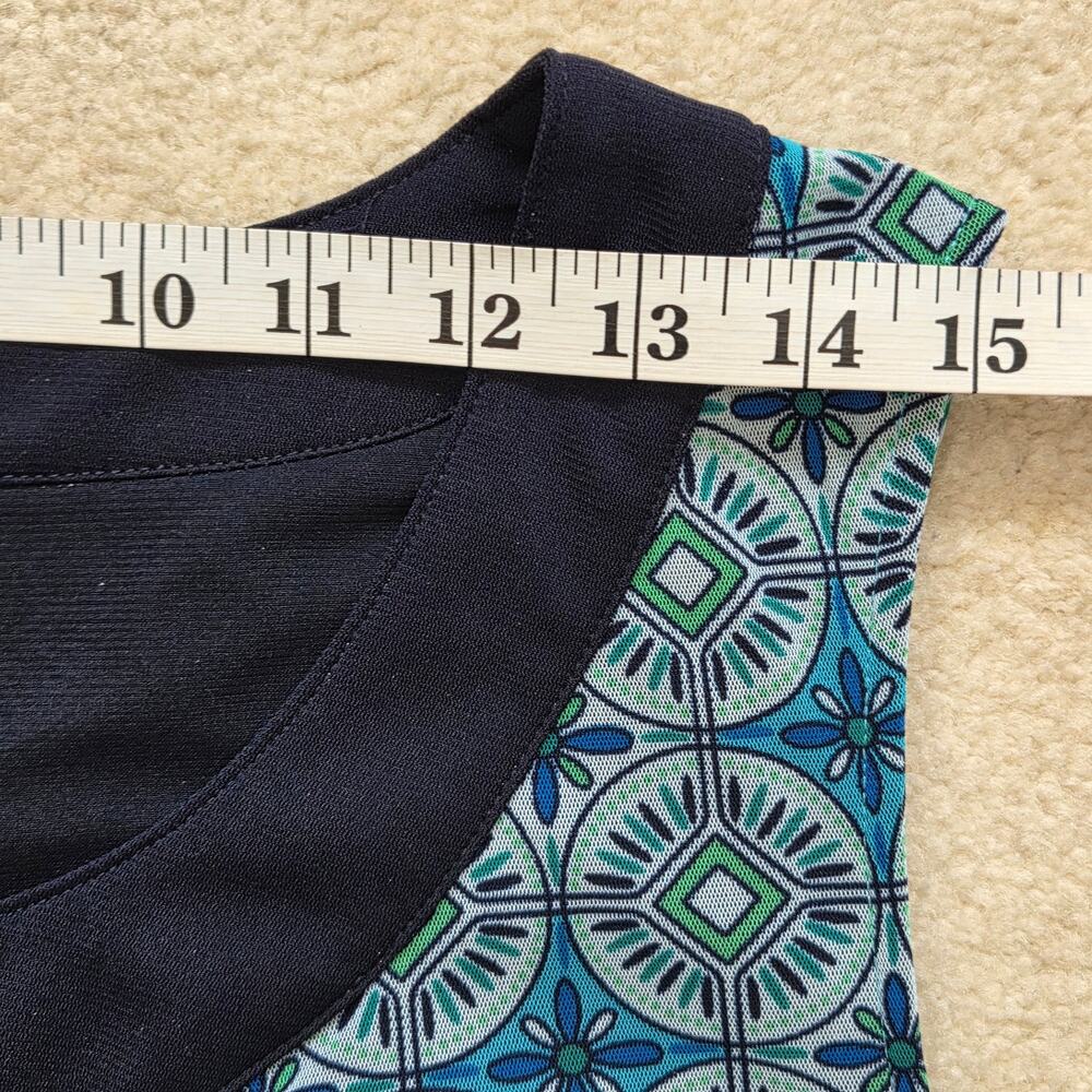 Rafaella Studio 1X Pullover Sleeveless Tunic Scoop Neck Pintuck Lined Top Blue - Picture 10 of 14